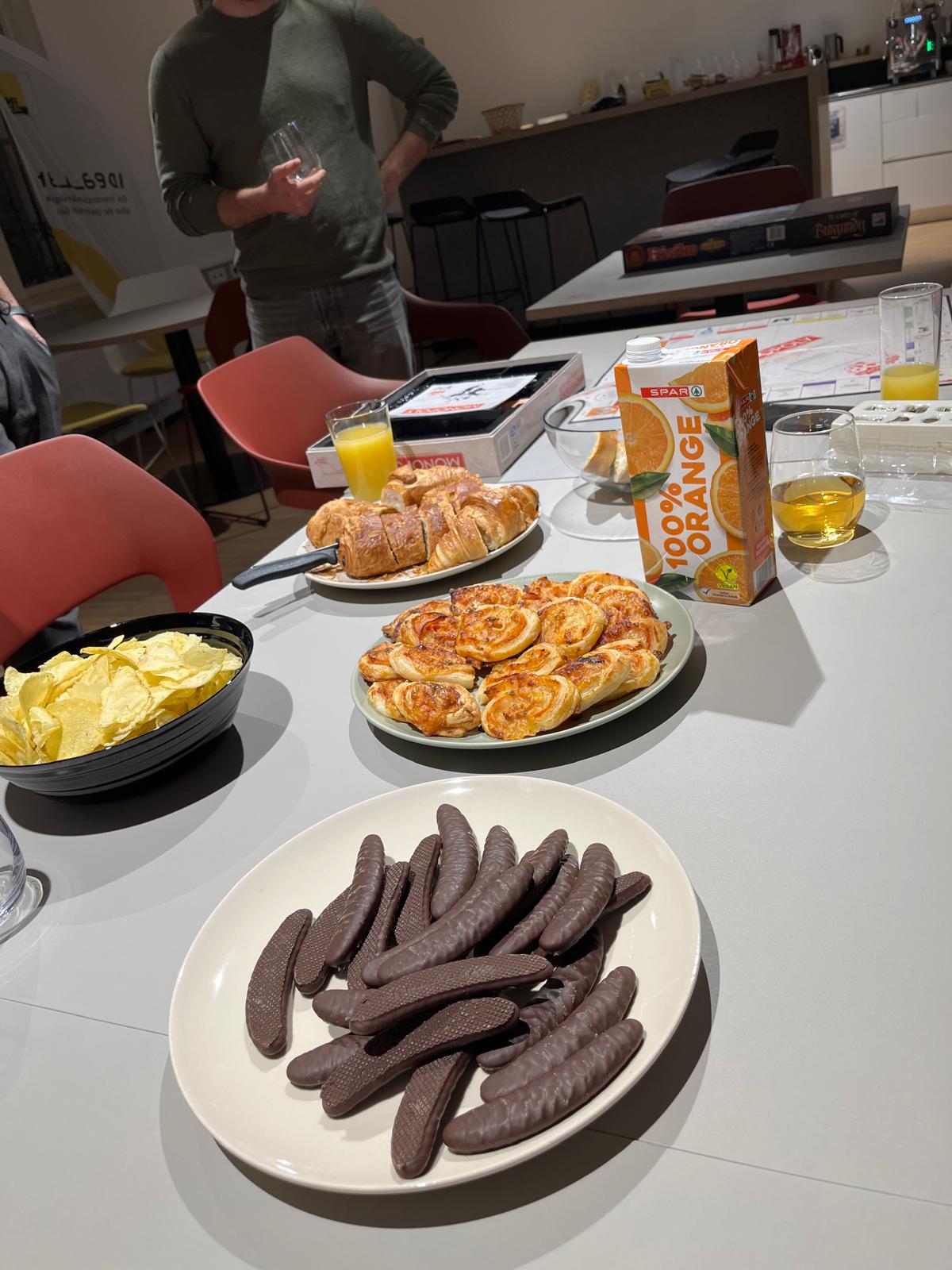 Snacks and drinks at the monopoly gaming night