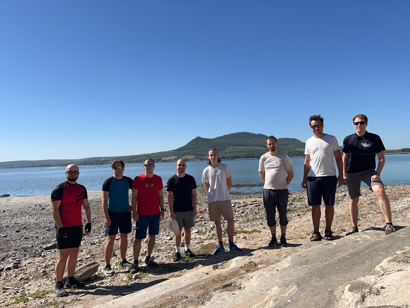 Group photo during a bike tour at the lake